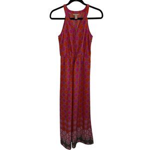 Banana Republic Womens Sleeveless Maxi Dress Size S in Pink & Orange Pattern